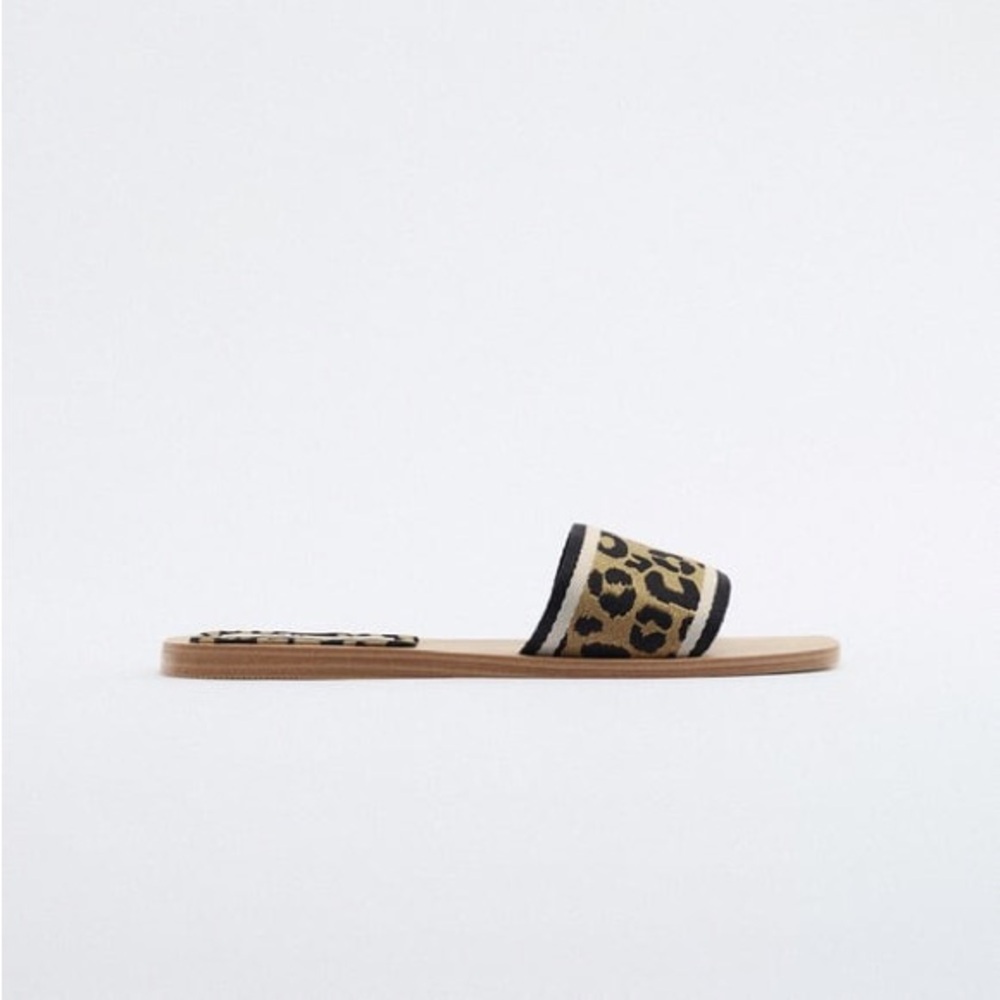 ZARA Leopard Print Slide Sandals